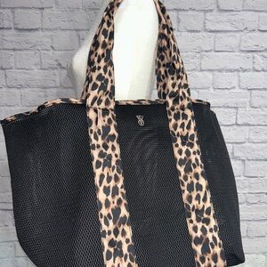 Victorias Secret Black & Leopard Tote Bag